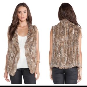 Joie Andoni Real Rabbit Fur Sleeveless Soft Cardigan Vest Sweater